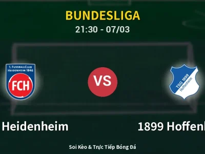🔴 Trực Tiếp: 1. FC Heidenheim 0-0 1899 Hoffenheim – Link Xem Bundesliga (Full HD)
