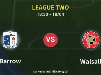 Soi Kèo Barrow vs Walsall – 18:30 18/04 | Nhận Định, Dự Đoán Tỷ Số